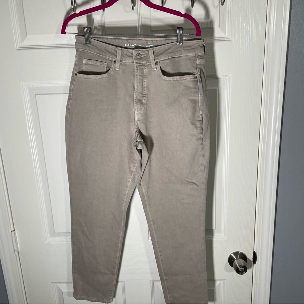 Old Navy Tan high waisted curvy skinny jeans size 12